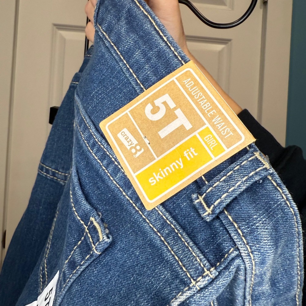 Crazy 8 Girls Skinny Fit Jeans Adjustable Waist Dark Wash Size 5T - Picture 5 of 5